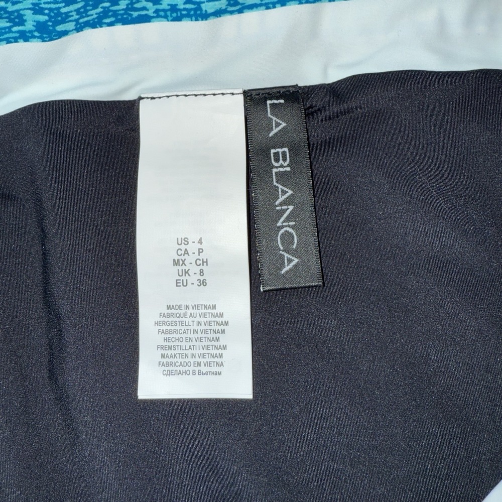 LA BLANCA Bikini Bottom Womens Size 4 Black Blue Hipster NEW $63 - Picture 5 of 7